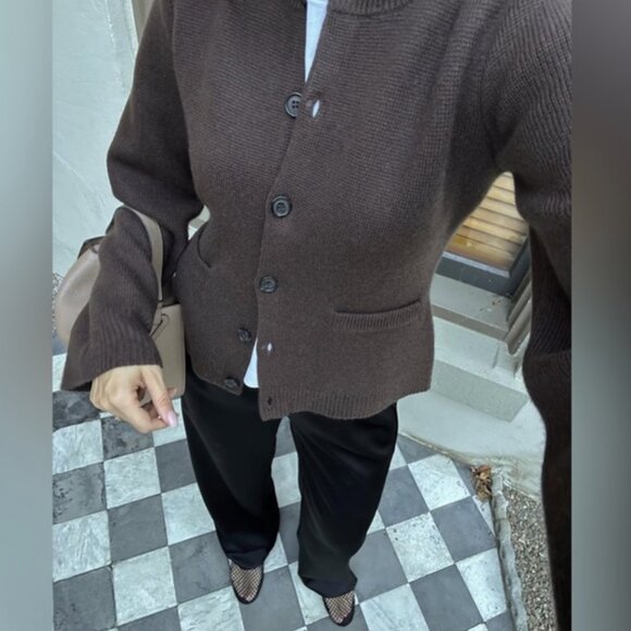Jenni Kayne Cooper Cardigan Chocolate Brown Size M - Picture 1 of 4